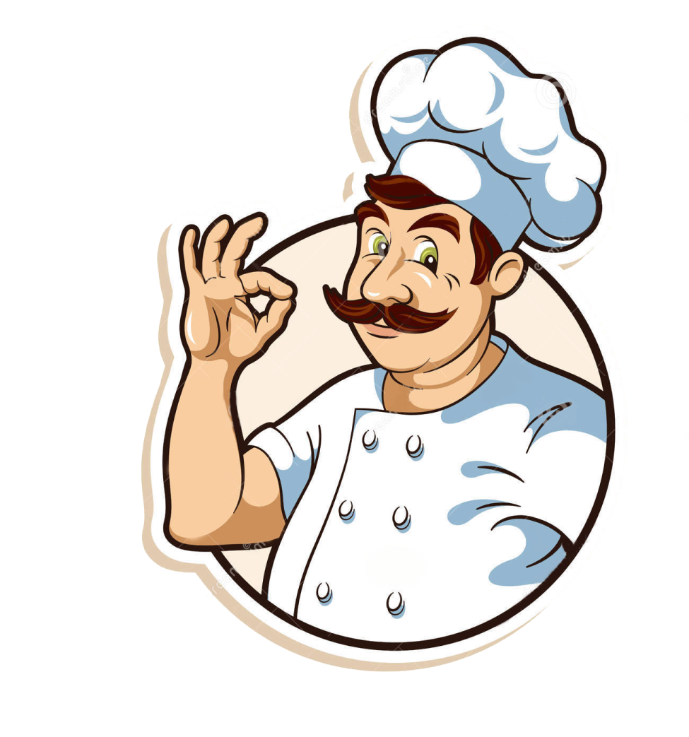 a chef with a mustache in his hand