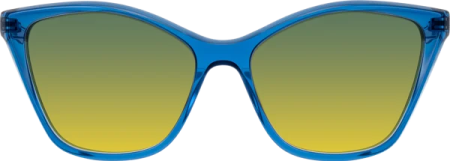 a pair of blue sunglasses with yellow lenses