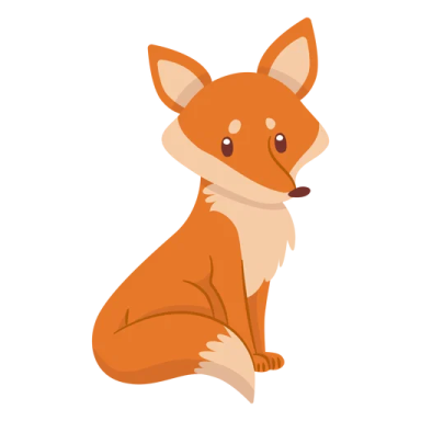 a cartoon fox sitting on the ground