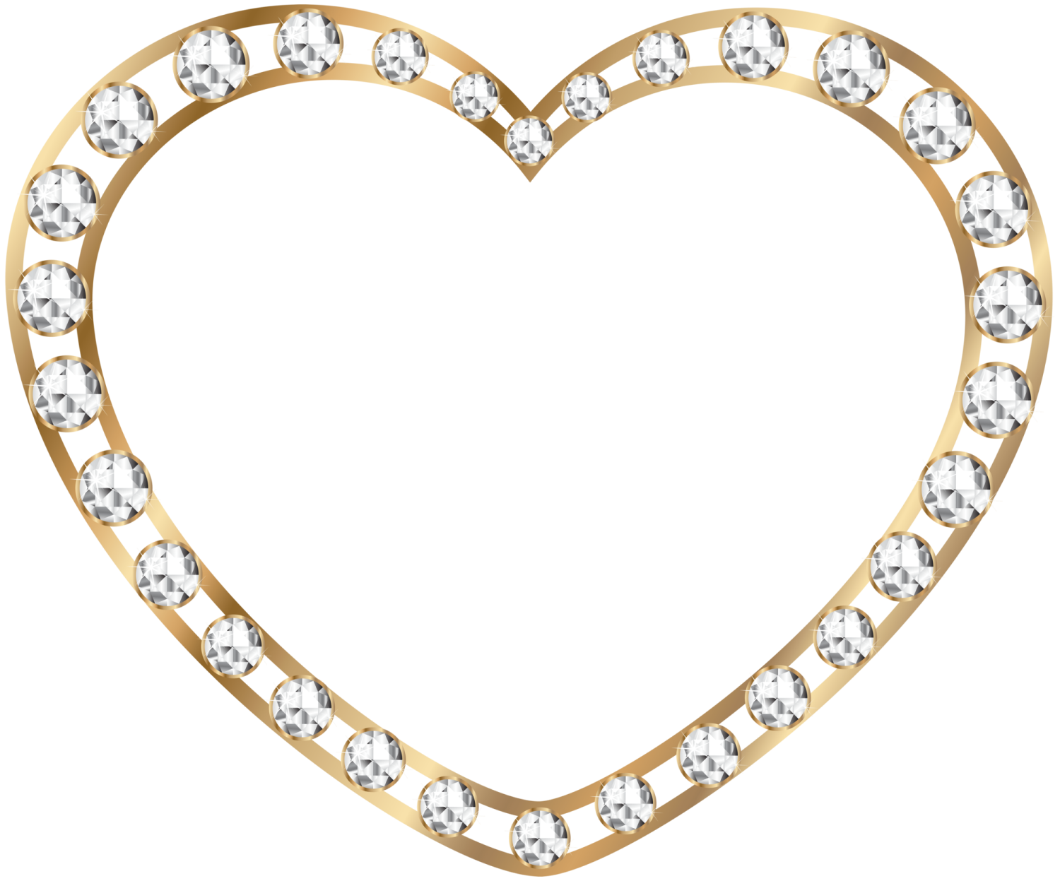 a gold heart with diamonds on it
