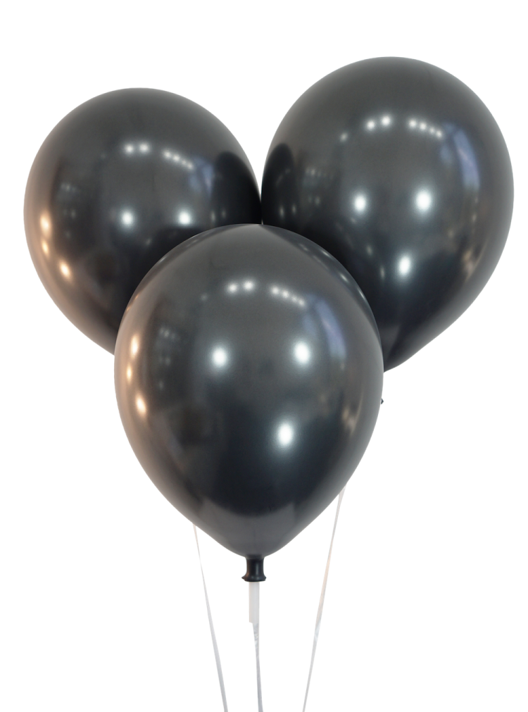 a bunch of black balloons on a stick