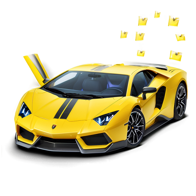 an image of a yellow sports car on a white background