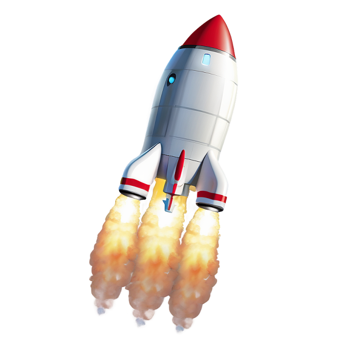 an illustration of a rocket flying through the air