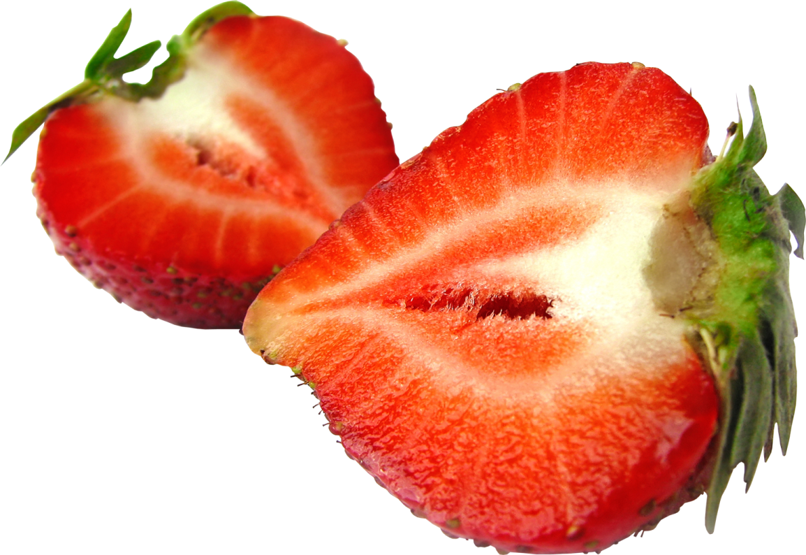 two strawberries on a white background