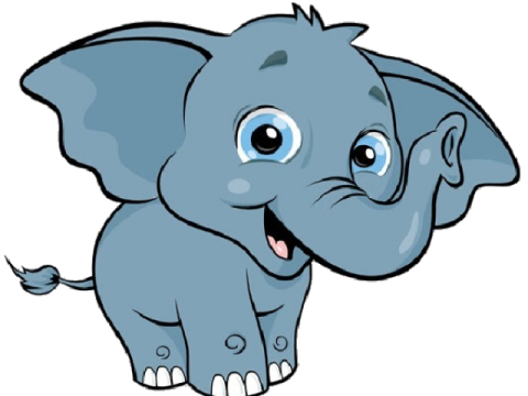 an elephant with blue eyes and a white background