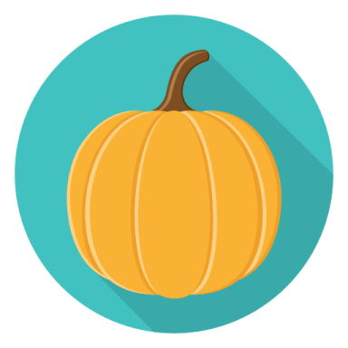a pumpkin icon with a long shadow