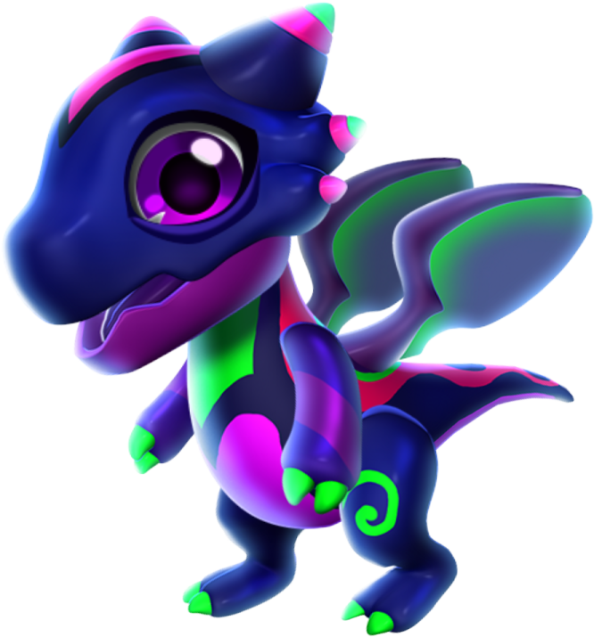 a cute little dragon with purple and green colors