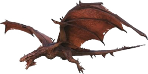 a red dragon flying through the air