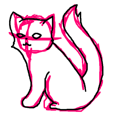 a black and white drawing of a cat