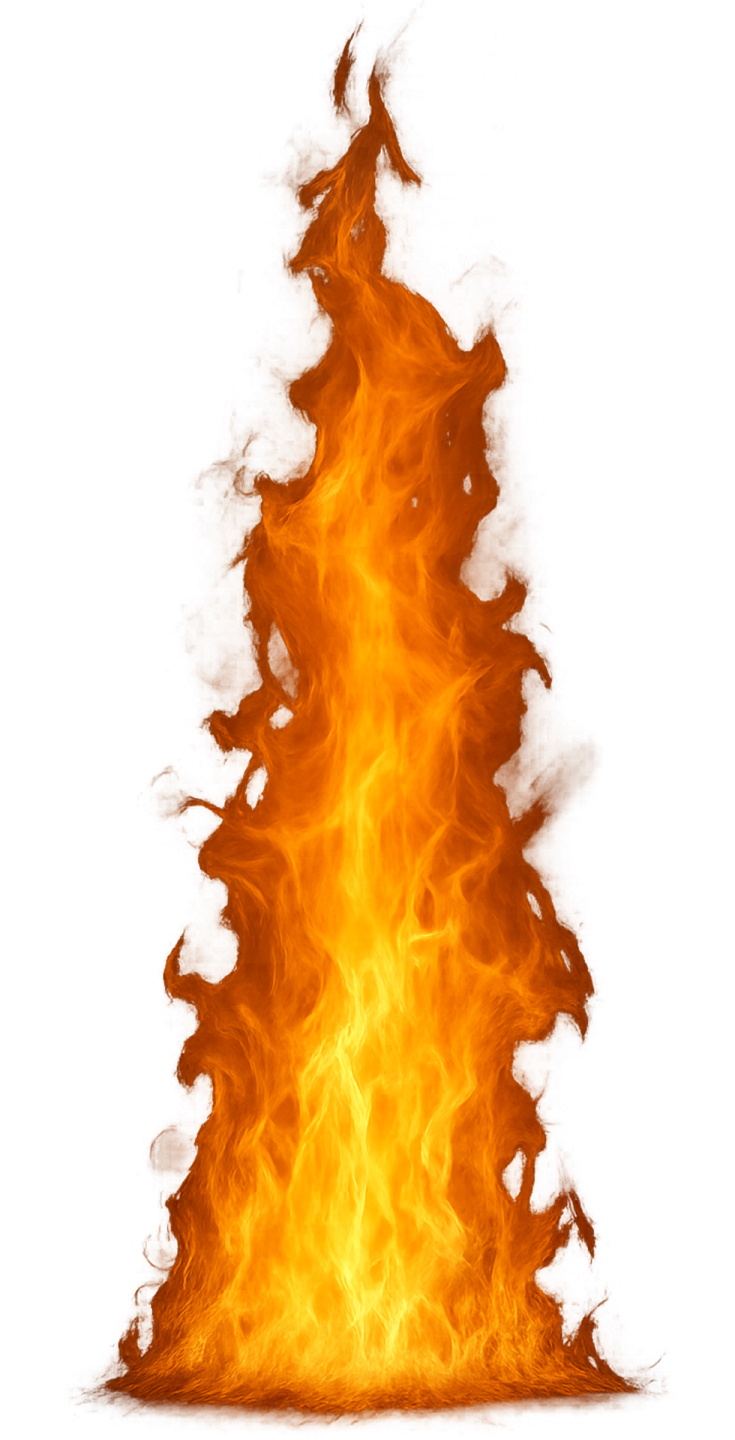 a burning christmas tree on a white background
