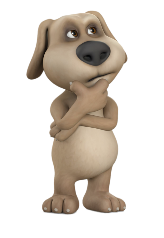 a cartoon dog standing with his arms crossed