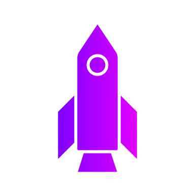 a red rocket icon on a white background