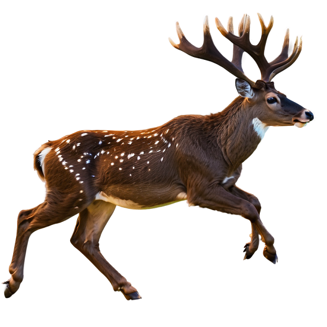 a deer running on a white background
