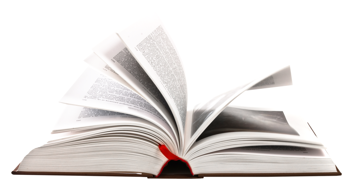 an open book with pages flying out of it