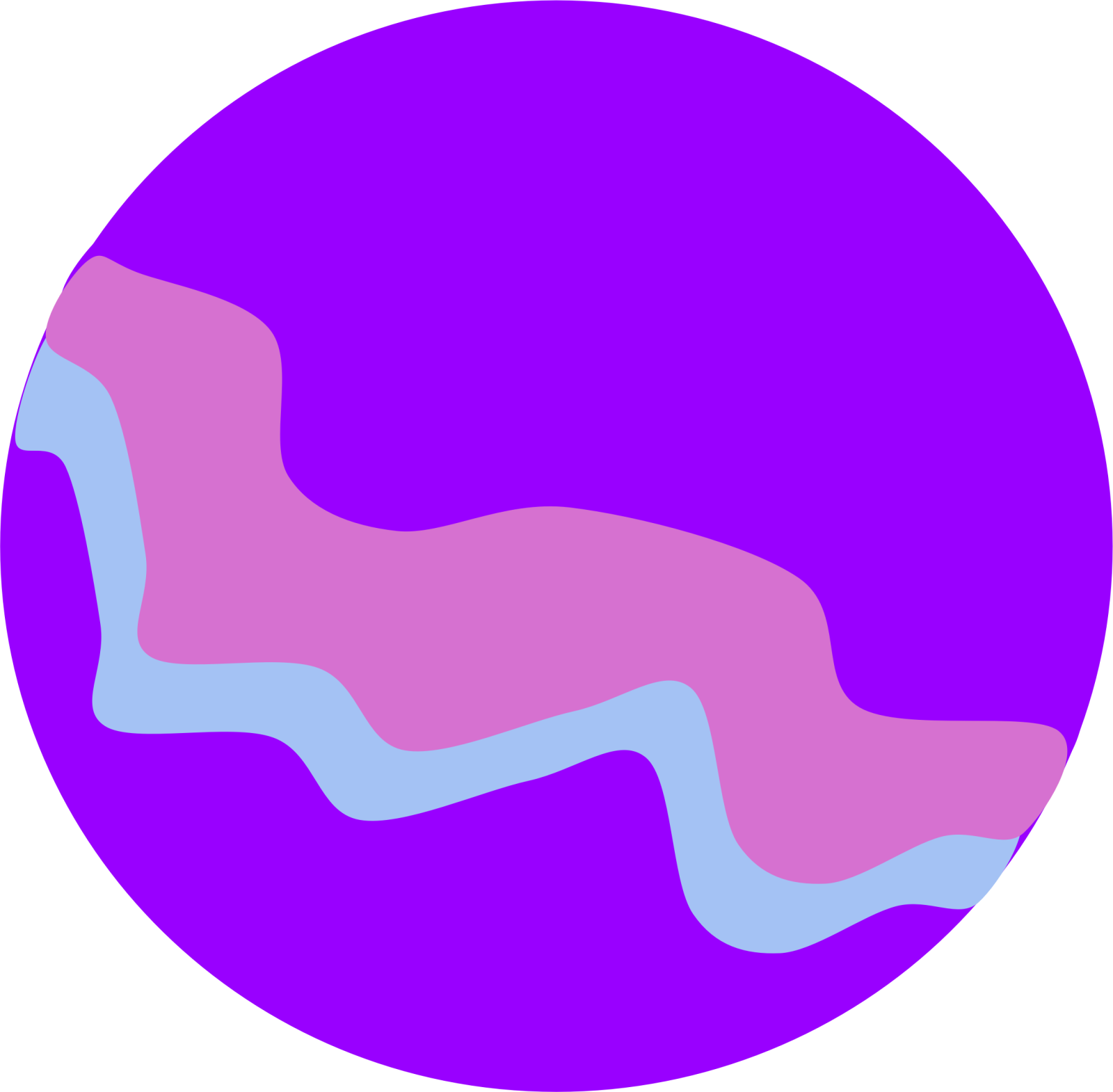 a purple circle with pink and blue waves
