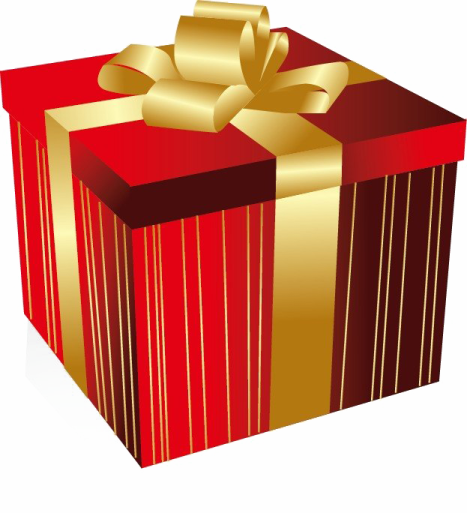a red gift box with gold ribbon and bow
