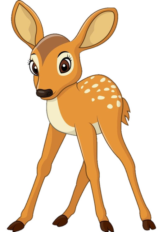a cartoon deer with brown and white spots