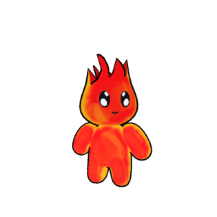 a drawing of a red and yellow fire