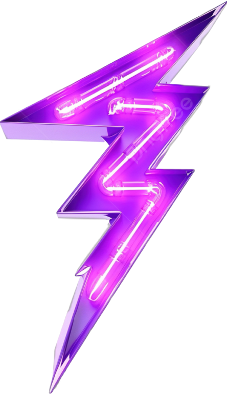 the lightning logo in purple and white