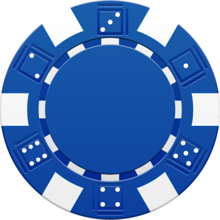 a blue and white poker chip