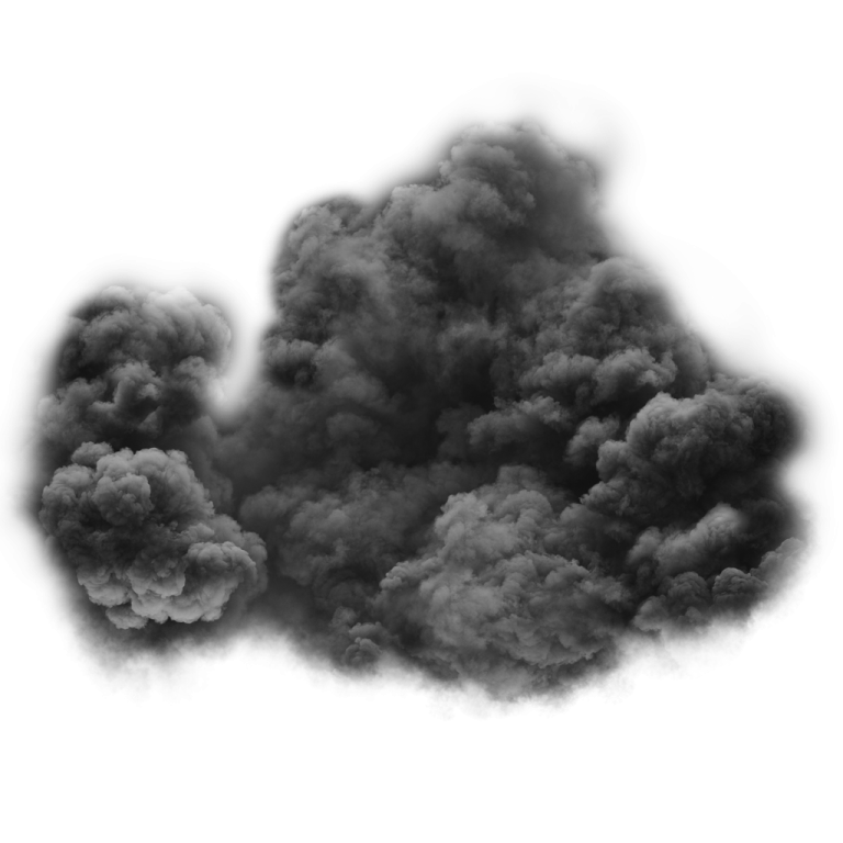black smoke cloud isolated on white background