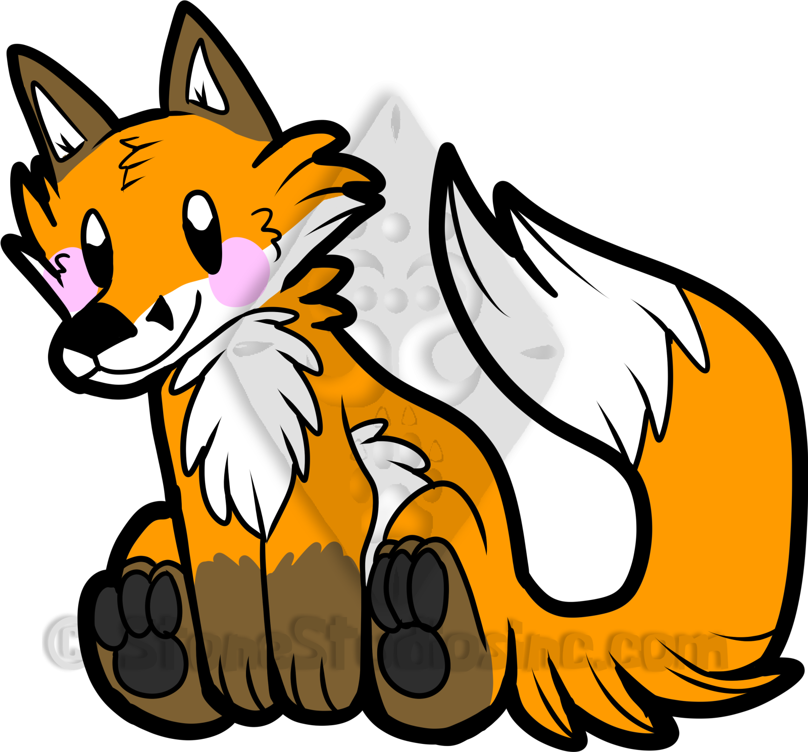 a cartoon fox sitting on the ground
