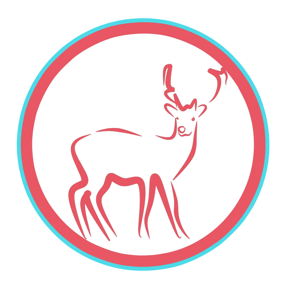 a deer in a circle on a white background