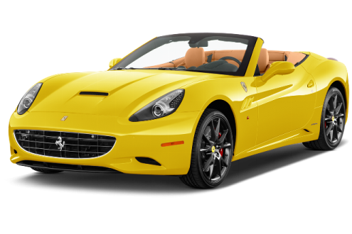 a yellow sports car on a white background