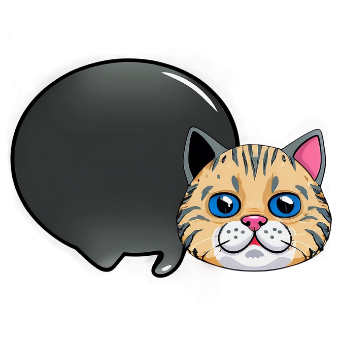 a cat with blue eyes and a speech bubble