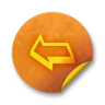 an orange button with a yellow arrow on it