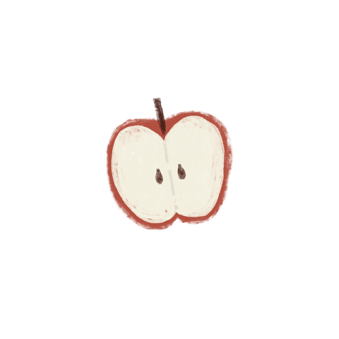 a drawing of an apple on a white background