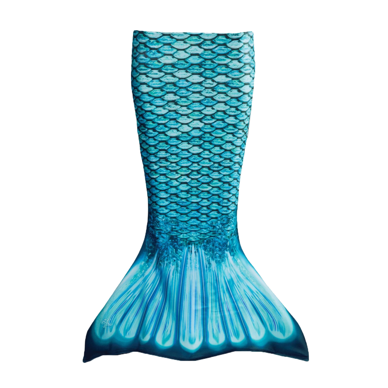 a blue mermaid tail on a white background