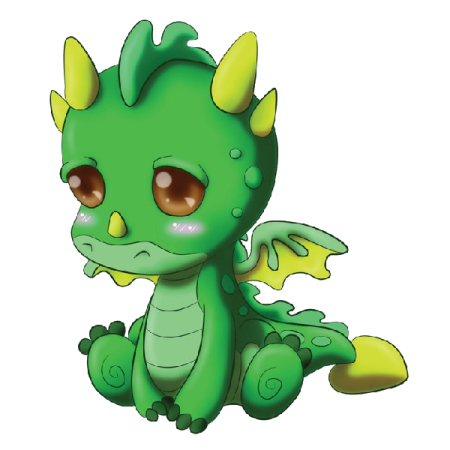 a green and yellow dragon sitting on the ground