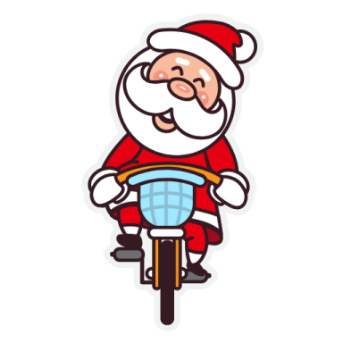 a cartoon santa riding a bike