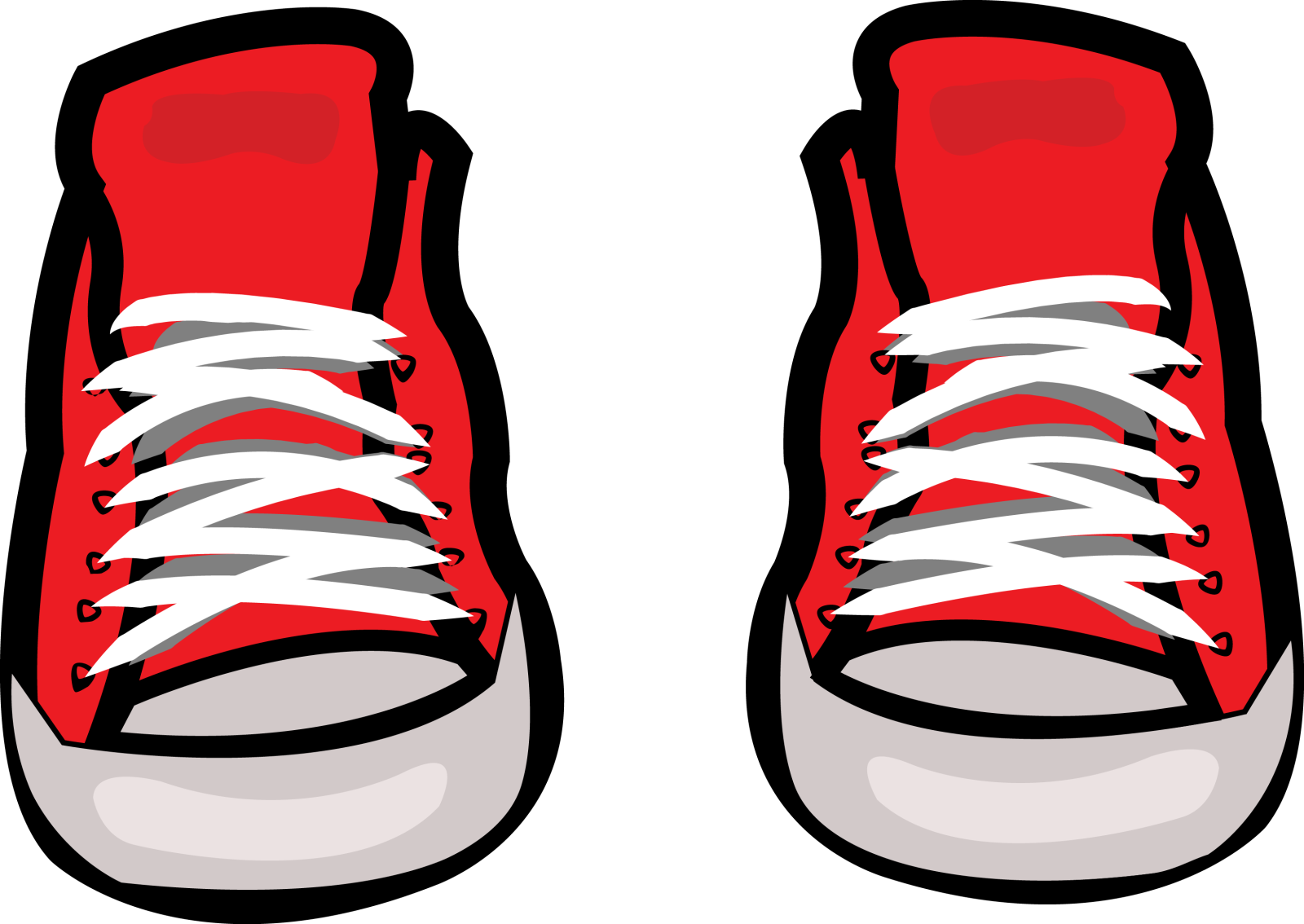 a pair of red sneakers with white laces