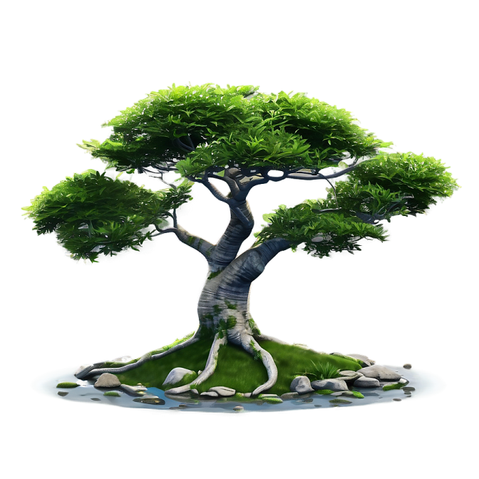 a tree with green leaves growing out of it