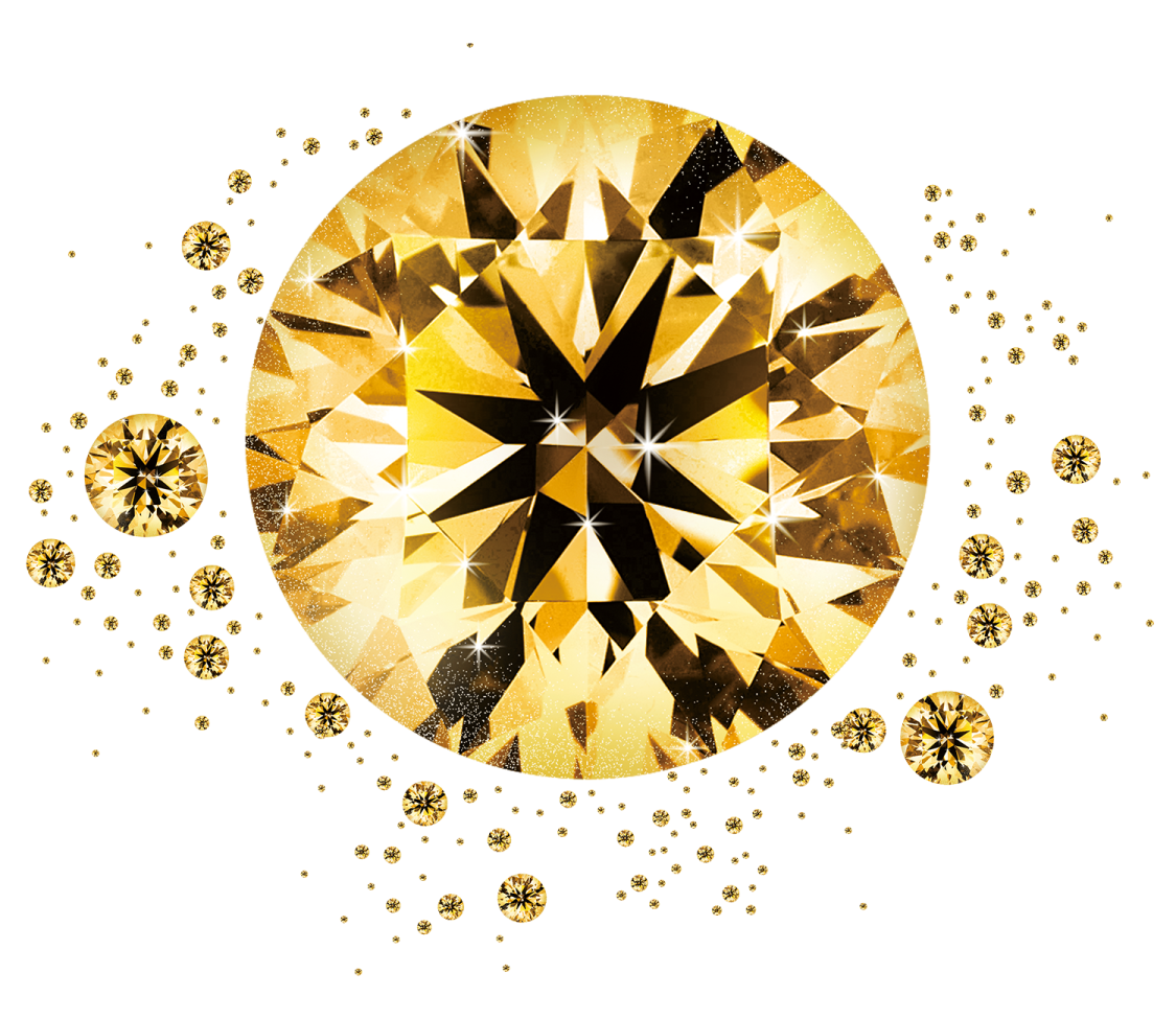 a yellow diamond surrounded by small diamonds