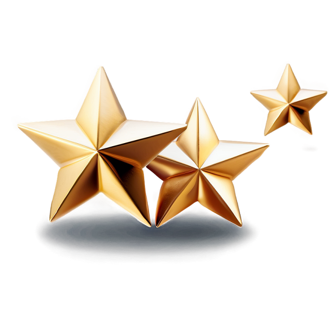 three gold stars on a white background