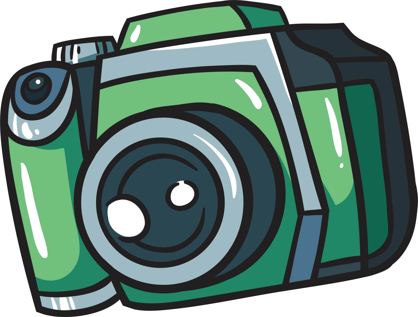 a green camera on a white background