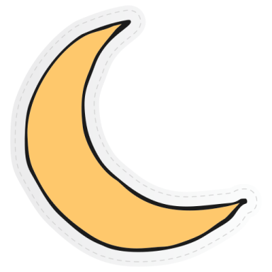 a yellow crescent sticker on a white background