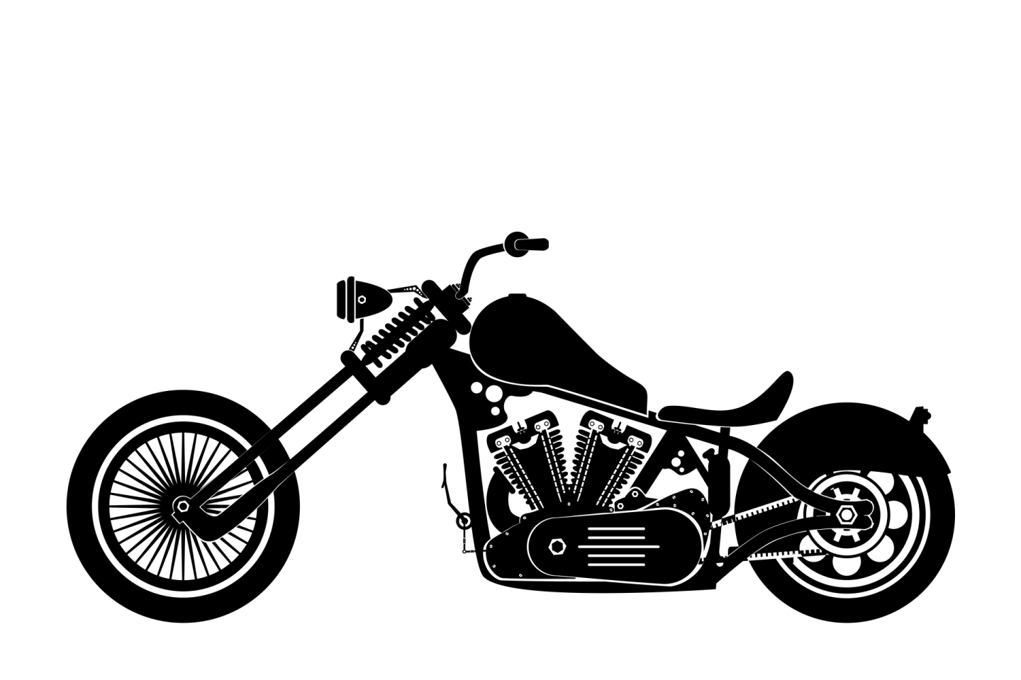 a black and white drawing of a motorcycle