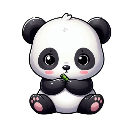 a cartoon panda bear sitting on the ground