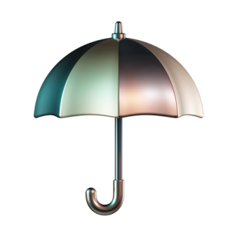 an umbrella with two colors on it