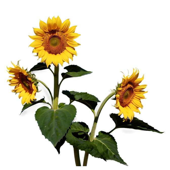 two yellow sunflowers on a white background