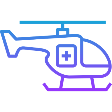 a helicopter with a blue and purple outline