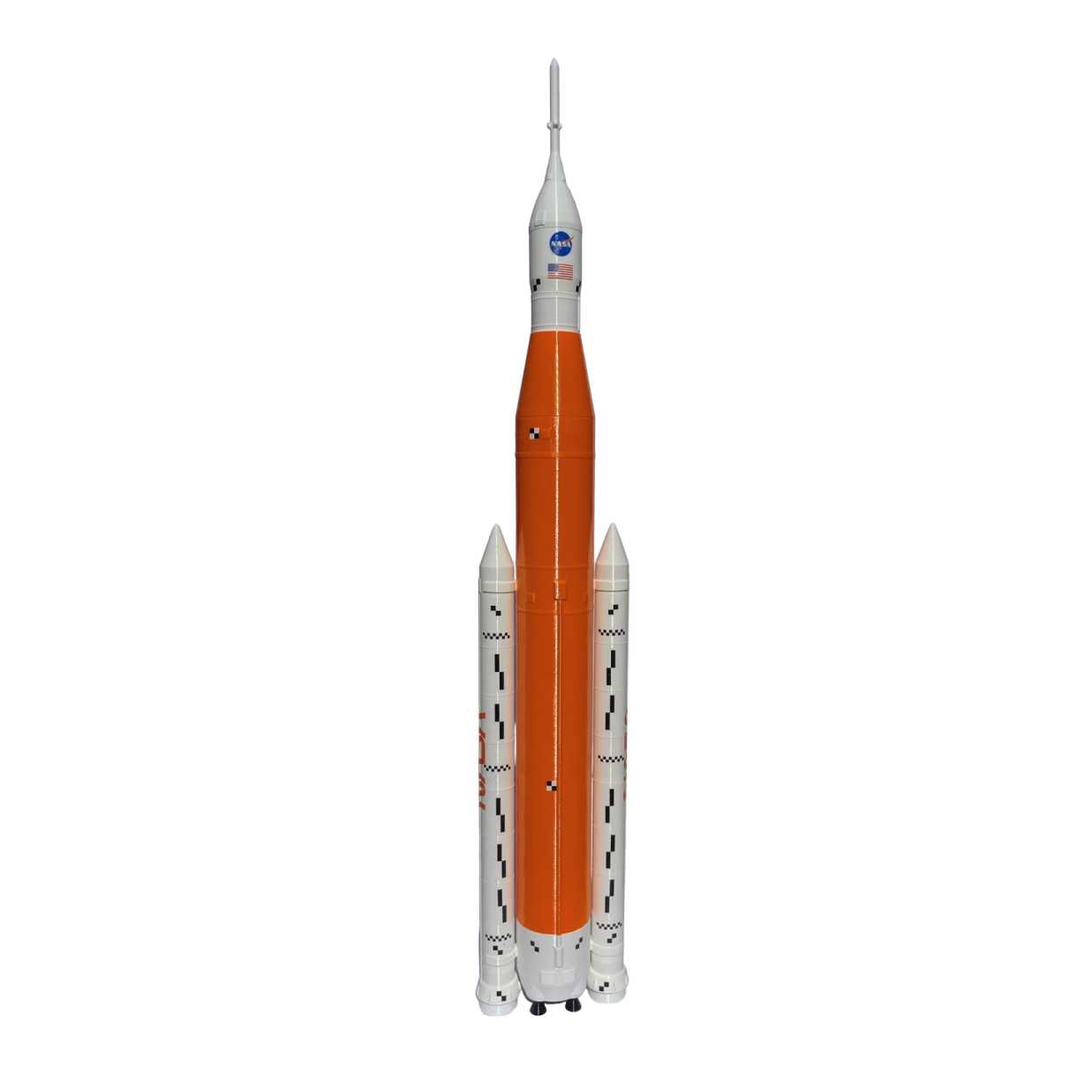 an orange and white rocket on a white background