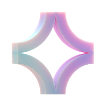 a white background with pink and blue shapes