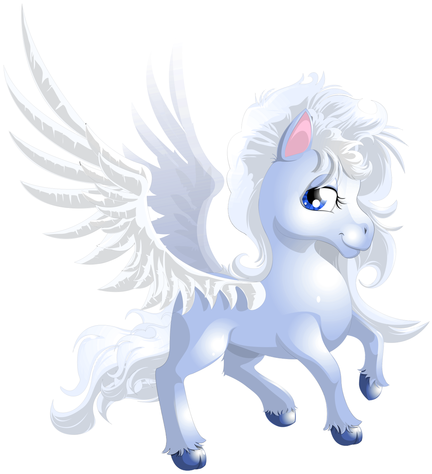 a drawing of a white unicorn with wings
