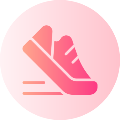 a pink shoe icon on a white background