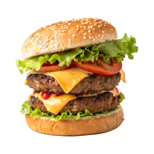 a hamburger on a white background